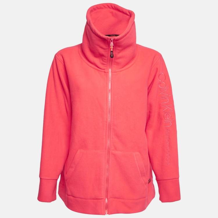 Pre Owned Calvin Klein Neon Pink Synthetic Fleece Performance Jacket XXL