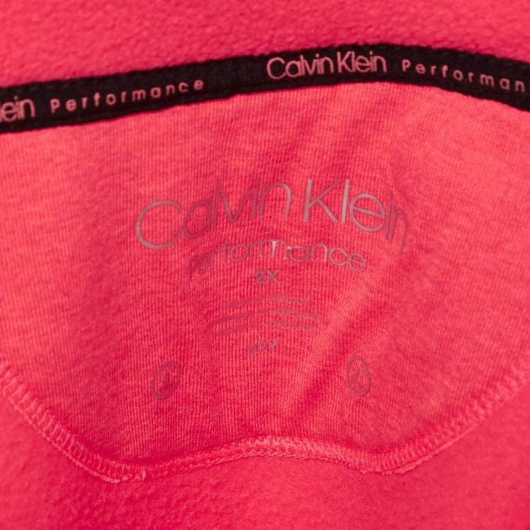 Pre Owned Calvin Klein Neon Pink Synthetic Fleece Performance Jacket XXL