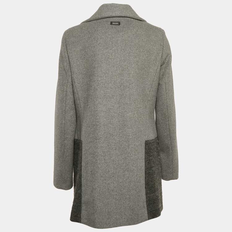 مملوكة مسبقًا Calvin Klein Grey Wool Felt and Shearling Zip-Up Coat M