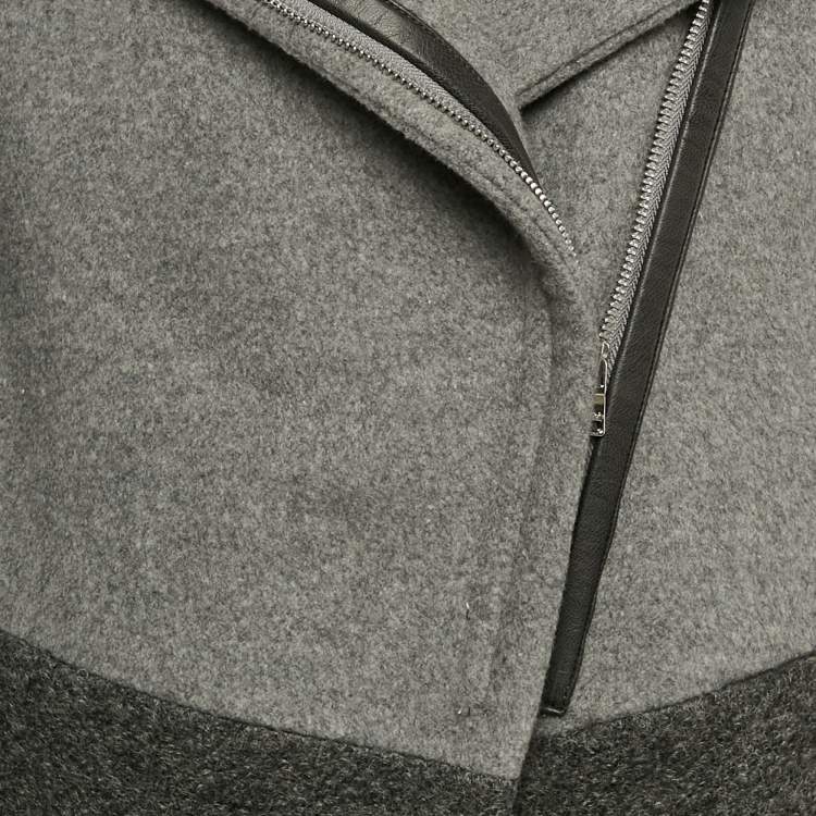 مملوكة مسبقًا Calvin Klein Grey Wool Felt and Shearling Zip-Up Coat M