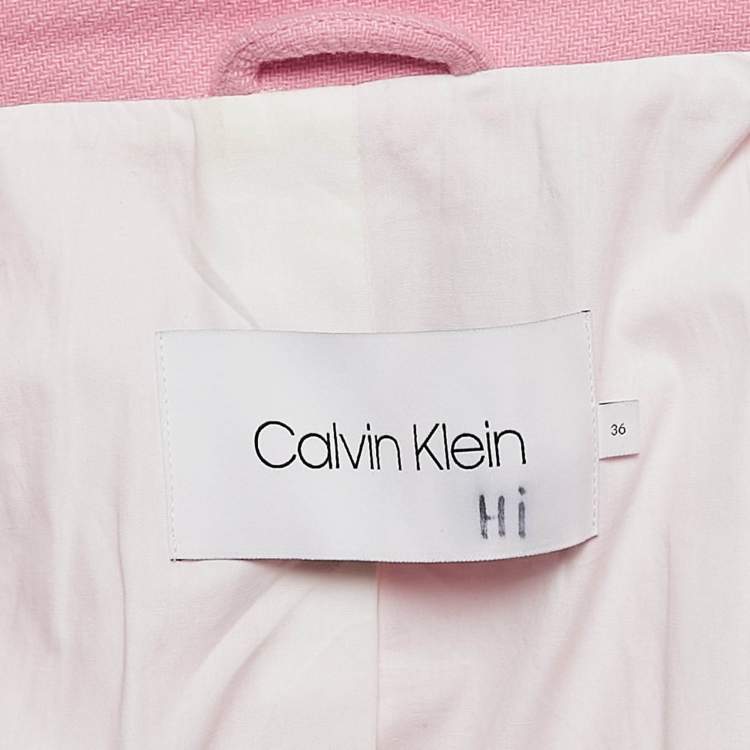 مملوكة مسبقًا Calvin Klein Pink Wool Blend Double Breasted Mid-Length Coat S
