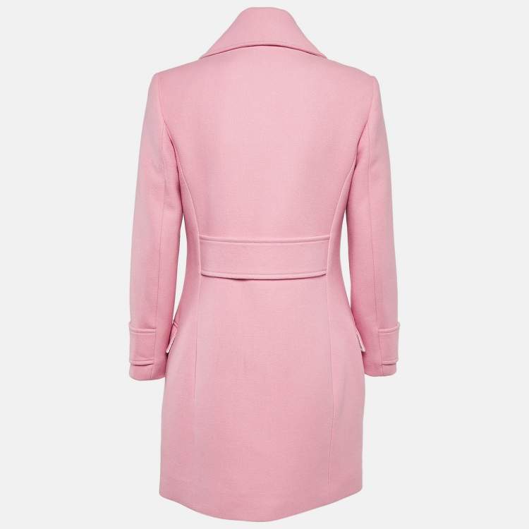 مملوكة مسبقًا Calvin Klein Pink Wool Blend Double Breasted Mid-Length Coat S