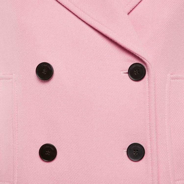 مملوكة مسبقًا Calvin Klein Pink Wool Blend Double Breasted Mid-Length Coat S