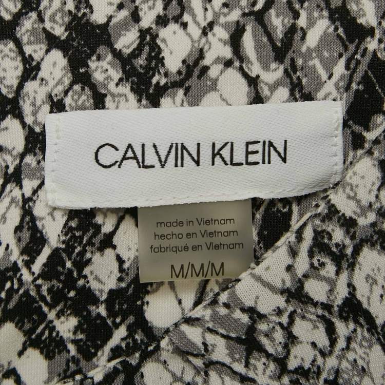 Pre Owned Calvin Klein Black/White Snakeskin Print Jersey Sleeveless Top M