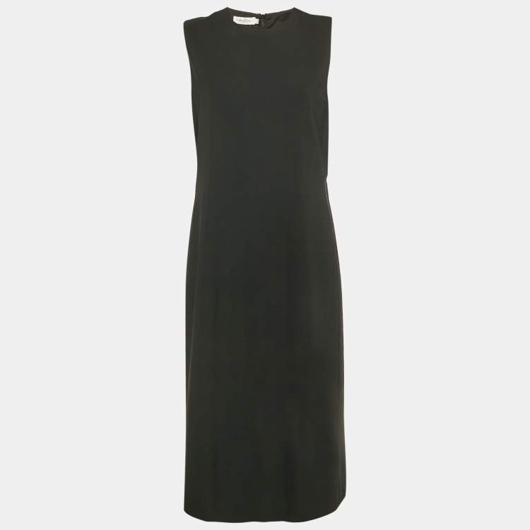 Pre Owned Calvin Klein Black Wool Sleeveless Sheath Dress L
