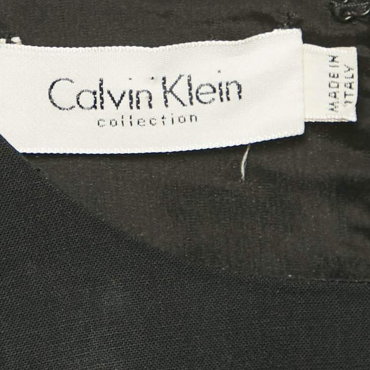 Pre Owned Calvin Klein Black Wool Sleeveless Sheath Dress L