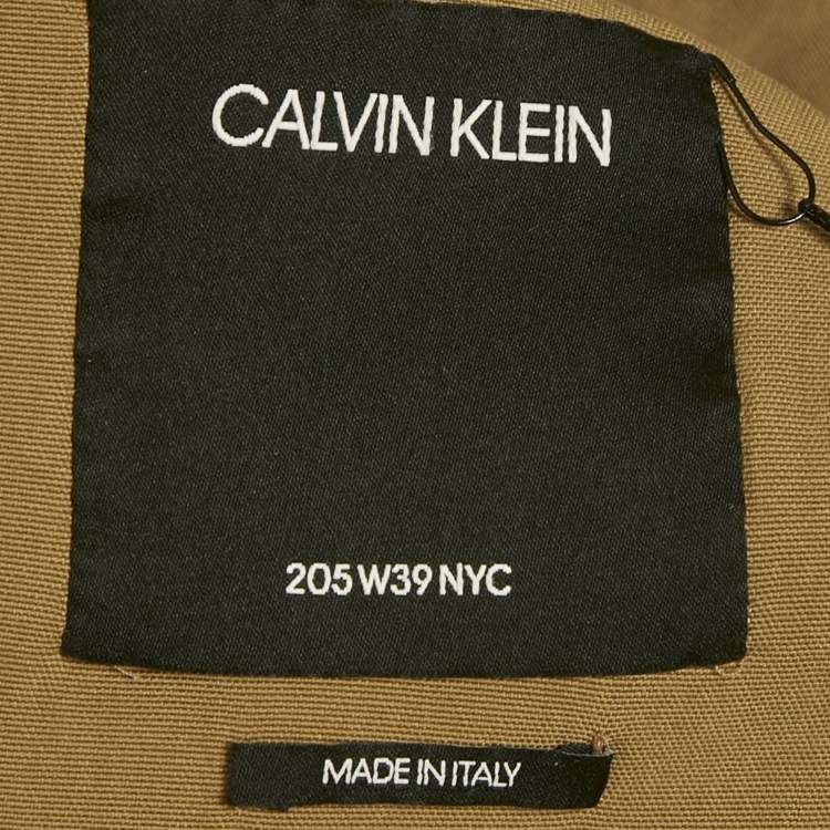 Pre Owned Calvin Klein Brown Logo Applique Cotton Firefighter Coat S