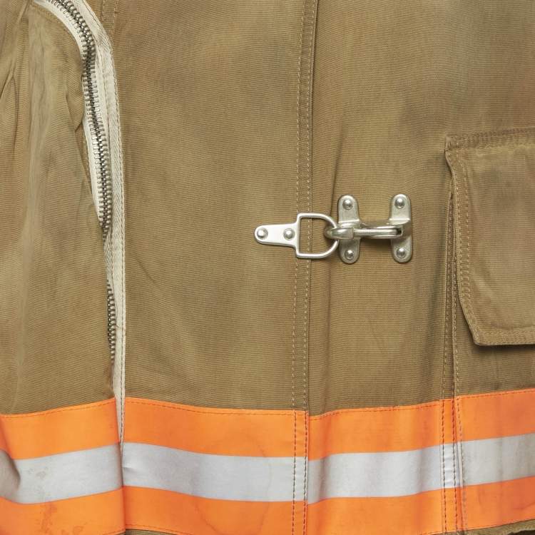 Pre Owned Calvin Klein Brown Logo Applique Cotton Firefighter Coat S