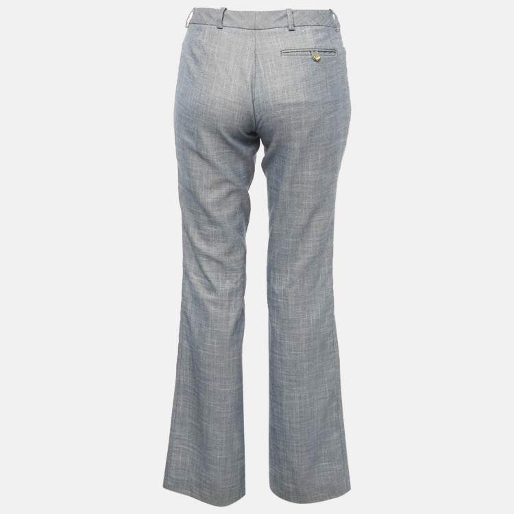 Pre Owned Calvin Klein Blue Straight Leg Mid-Rise Trousers XS