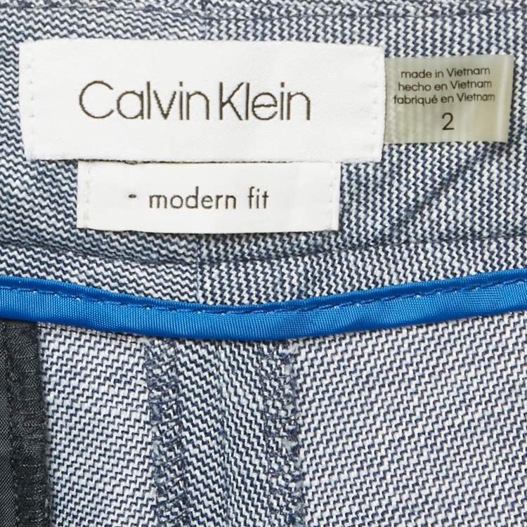 Pre Owned Calvin Klein Blue Straight Leg Mid-Rise Trousers XS