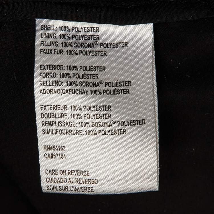 Pre Owned Calvin Klein Black Quilted Zip Up Hooded Coat S 