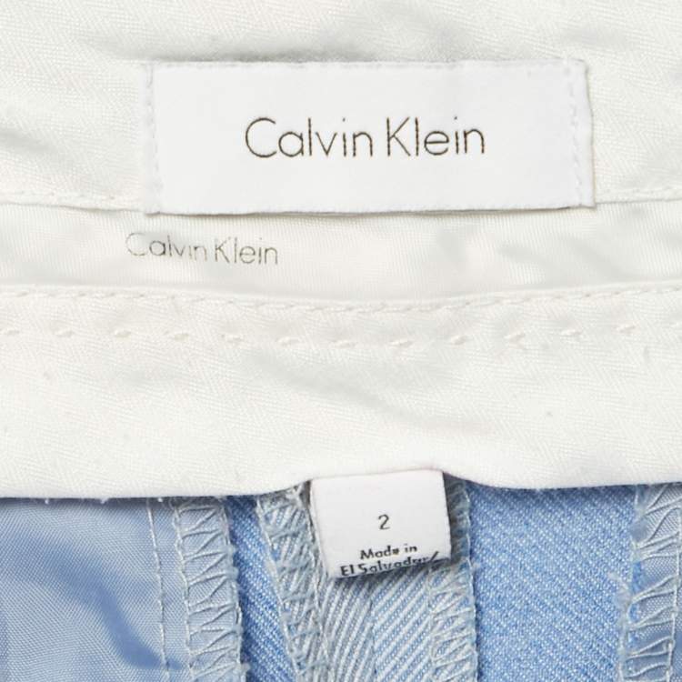 Pre Owned Calvin Klein Blue Crepe Formal Trousers S