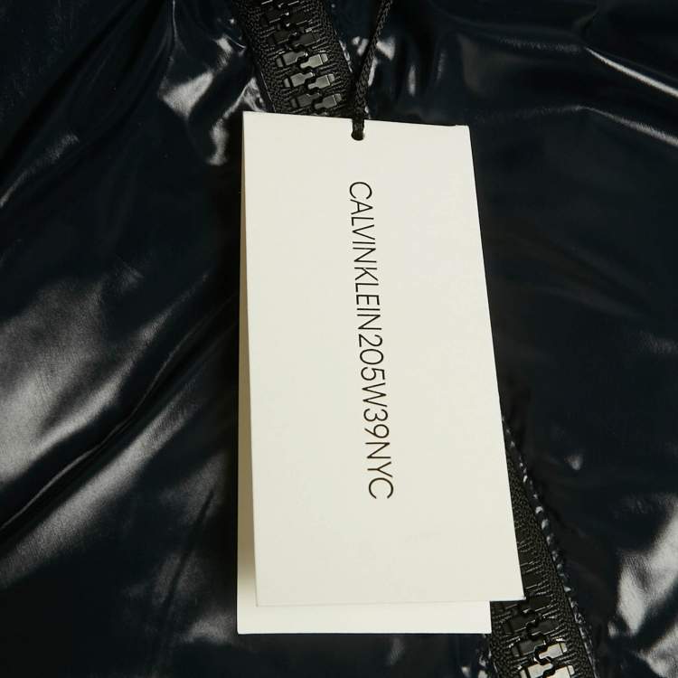 مملوكة مسبقًا Calvin Klein Navy Blue Synthetic Oversized Puffer Jacket M