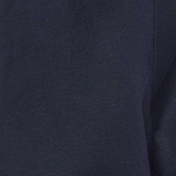 Pre Owned Calvin Klein Navy Blue Linen Blend Open-Front Blazer M