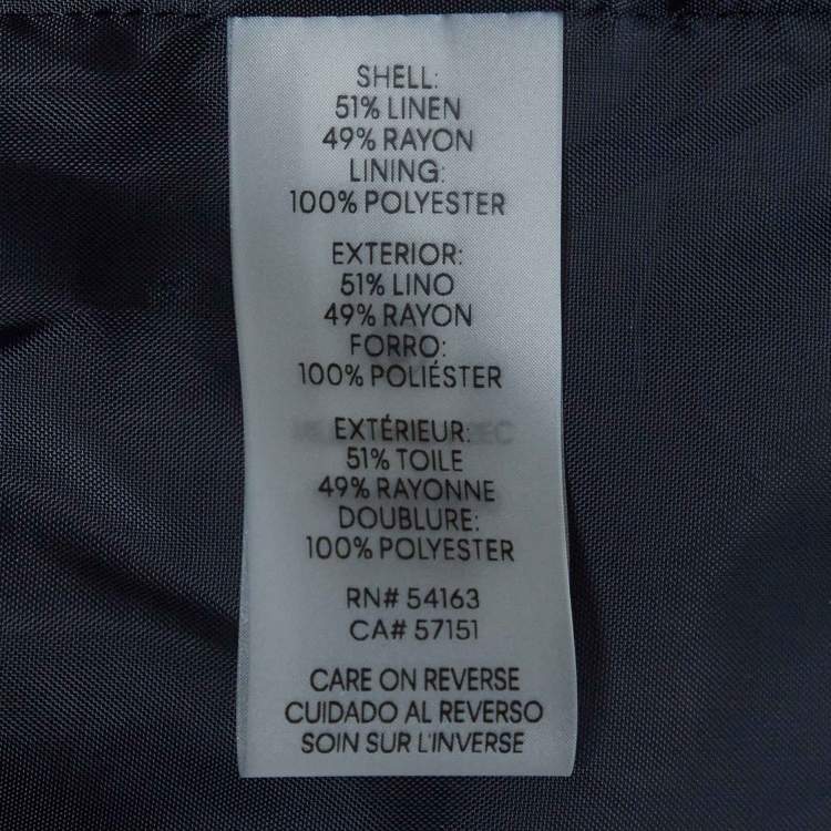 Pre Owned Calvin Klein Navy Blue Linen Blend Open-Front Blazer M