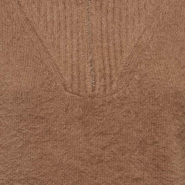 Pre Owned Camila Coelho Brown Faux Fur Half Zipper Sweatshirt S