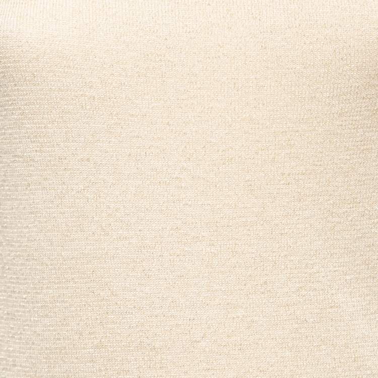 Pre Owned Camila Coelho Cream Lurex Knit Shoulder Cutout Detail Bexley Sweater Top M