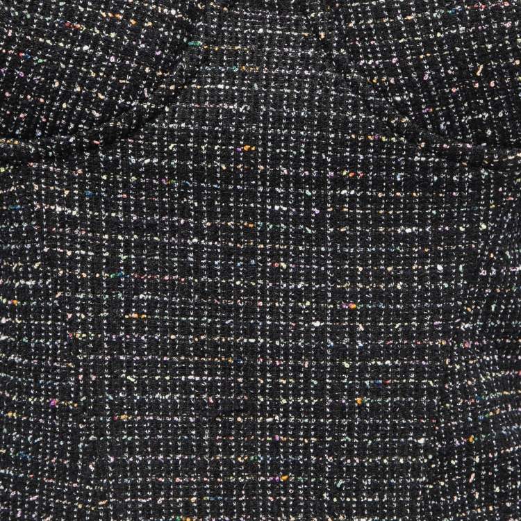 Pre Owned Camila Coehlo Black/Multicolor Tweed Cropped Bustier Top M