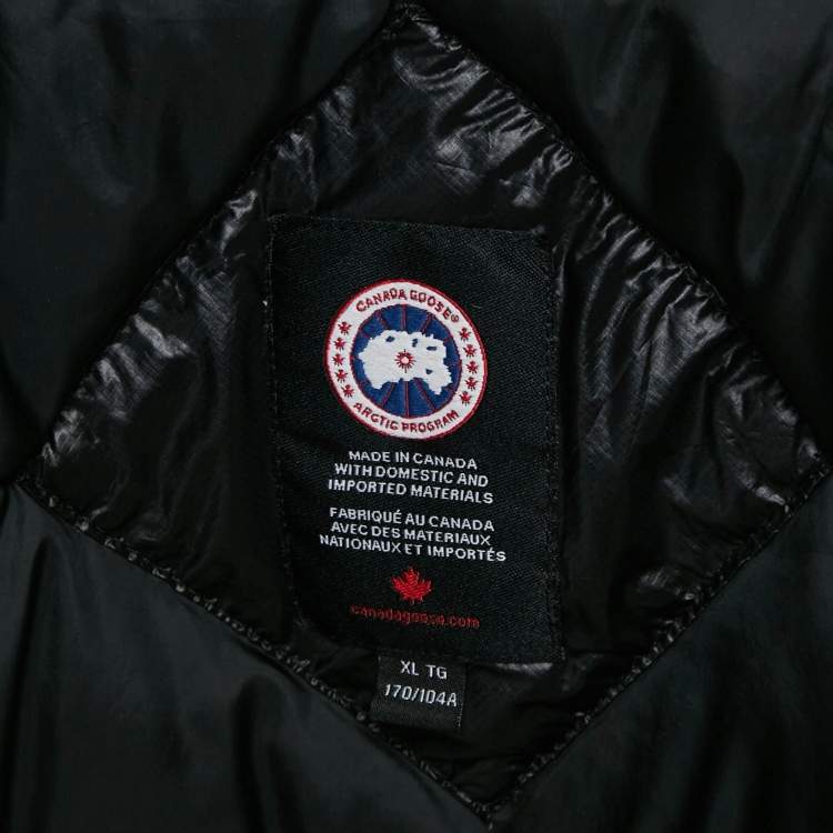 Pre Owned Canada Goose Black Nylon Hooded Zip-Up Down Jacket XL