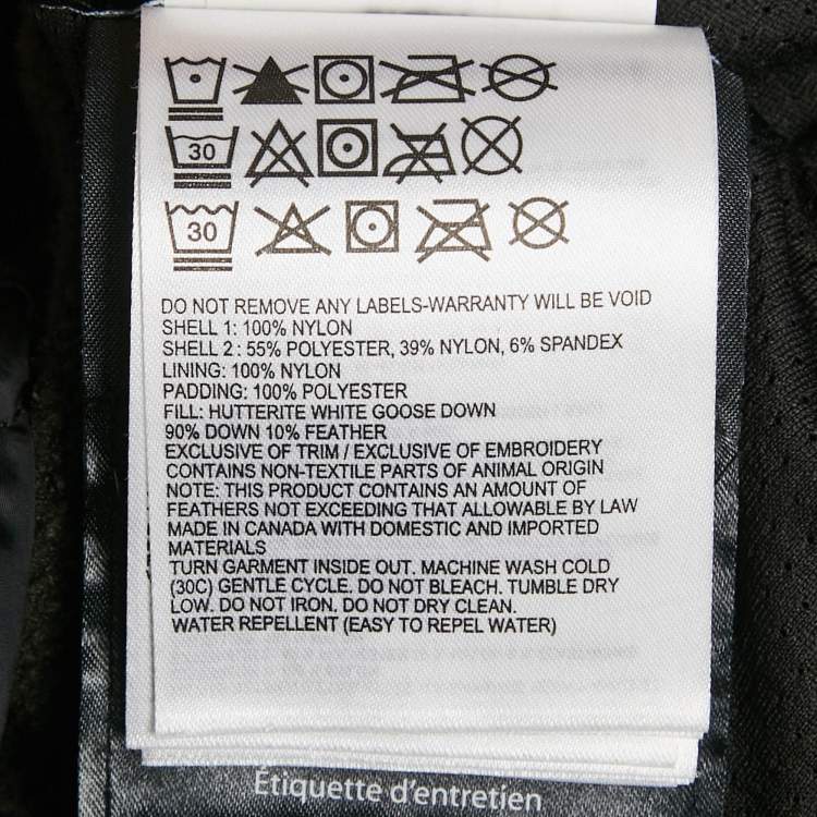 Pre Owned Canada Goose Black Nylon Hooded Zip-Up Down Jacket XL