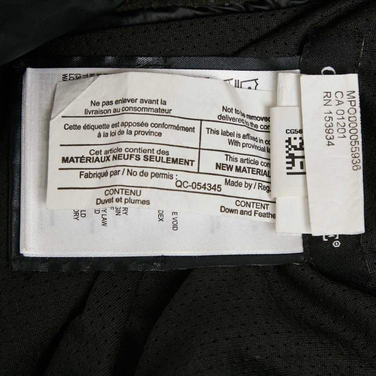 Pre Owned Canada Goose Black Nylon Hooded Zip-Up Down Jacket XL