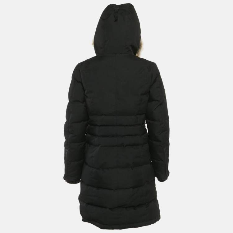 Pre Owned Canada Goose Black Real Fur Hooded Pembina Coat M