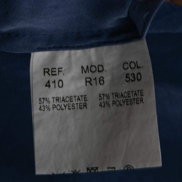 Pre Owned Carven Cornflower Blue Crepe Ruched Asymmetric Sleeve Shift Dress M