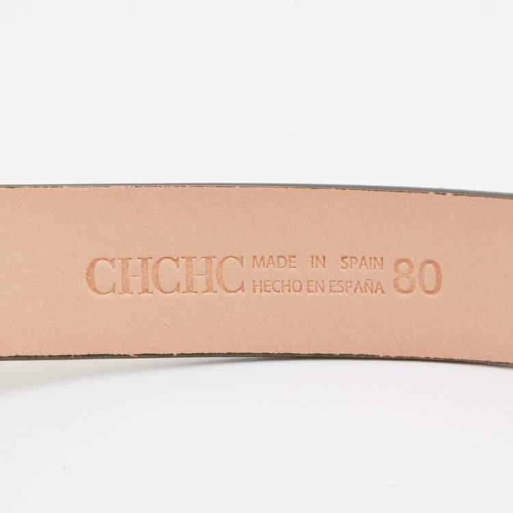 Pre Owned Carolina Herrera Gold Leather Bow Slim Belt 80CM