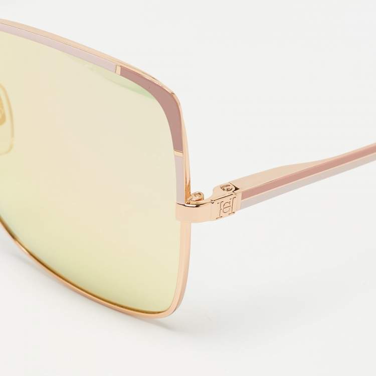 Pre Owned Carolina Herrera Pink Gradient SHE172 Butterfly Sunglasses