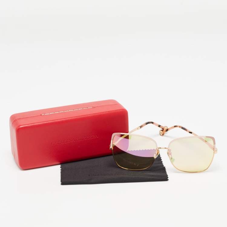 Pre Owned Carolina Herrera Pink Gradient SHE172 Butterfly Sunglasses