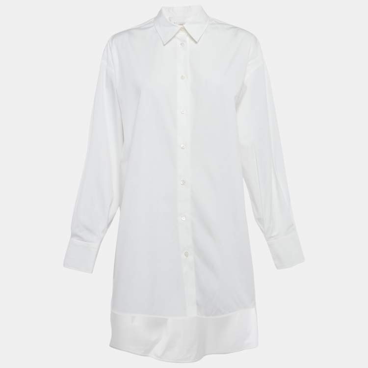 Pre Owned Carolina Herrera White Cotton Oversized High Side Blouse S