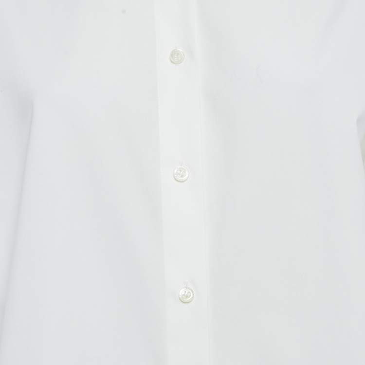 Pre Owned Carolina Herrera White Cotton Oversized High Side Blouse S