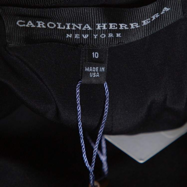 Pre Owned Carolina Herrera Black Silk Fit & Flare Long Skirt L