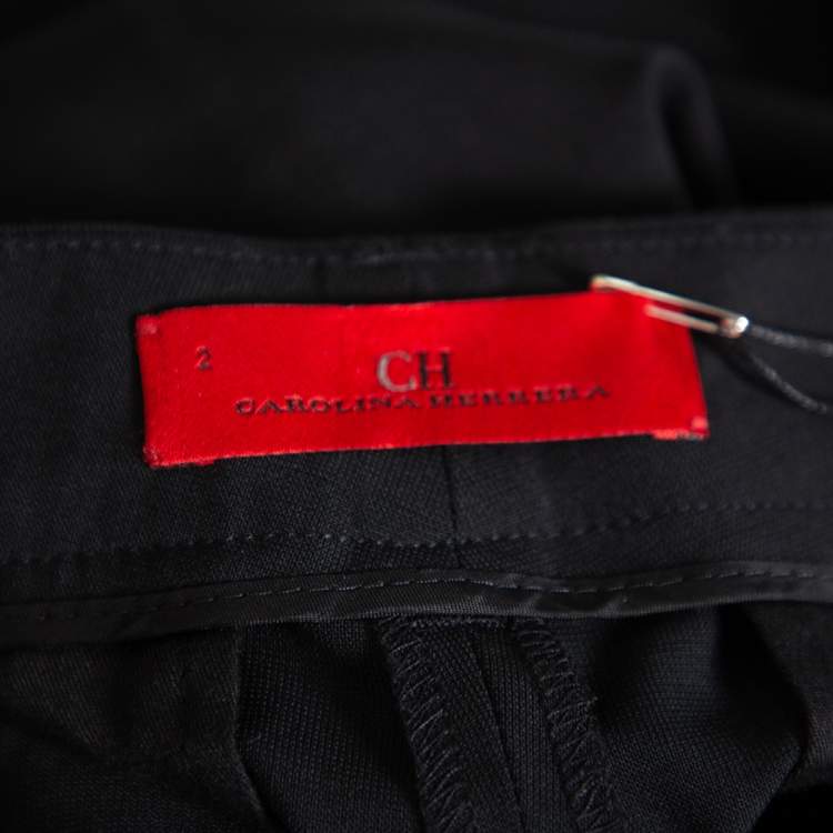 Pre Owned CH Carolina Herrera Black Wool Straight Leg Pants S