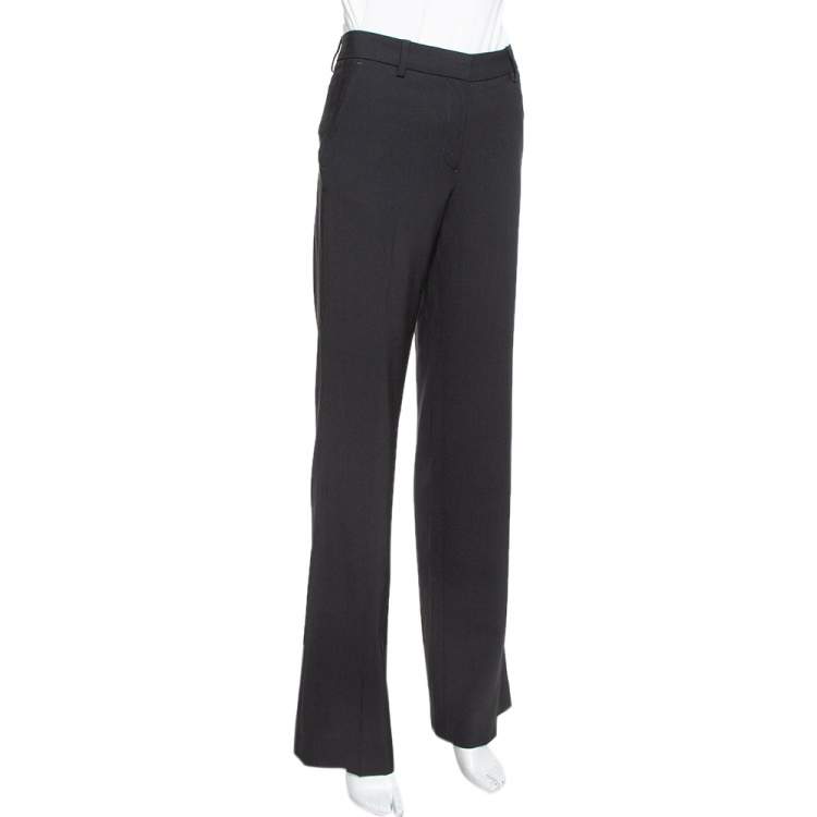 Pre Owned CH Carolina Herrera Black Wool Straight Leg Pants S