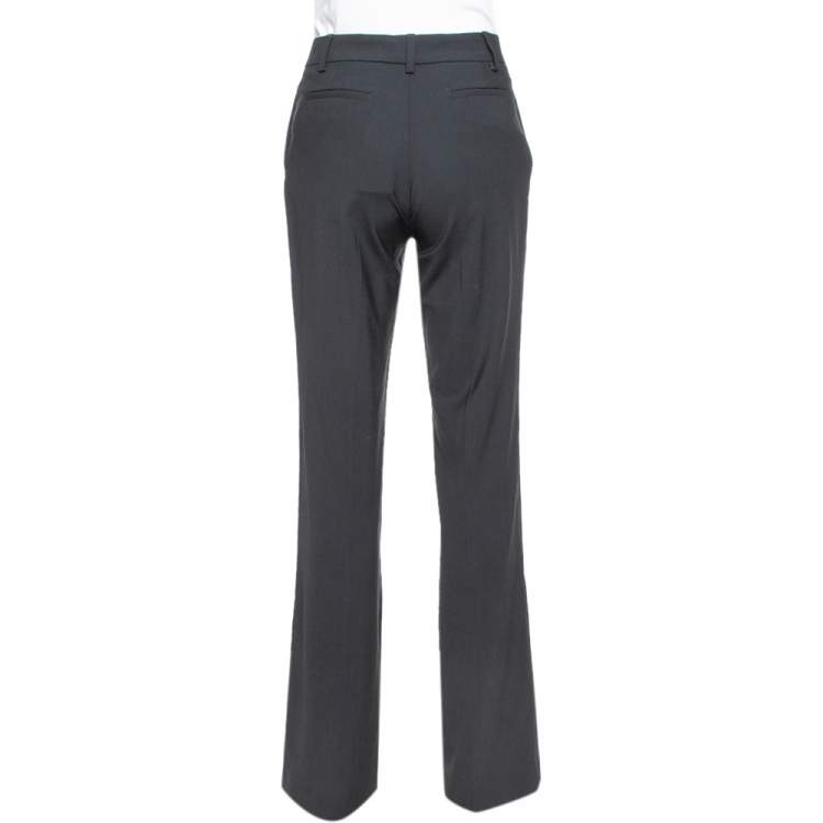 Pre Owned CH Carolina Herrera Black Wool Straight Leg Pants S