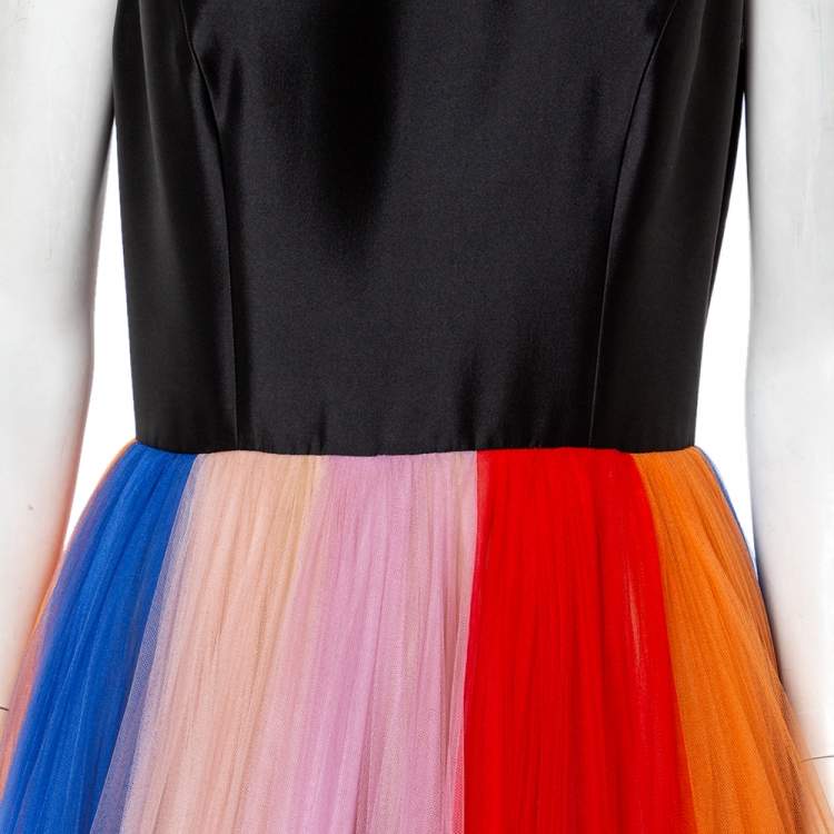 Pre Owned Carolina Herrera Multicolor Tulle Sleeveless Gown M