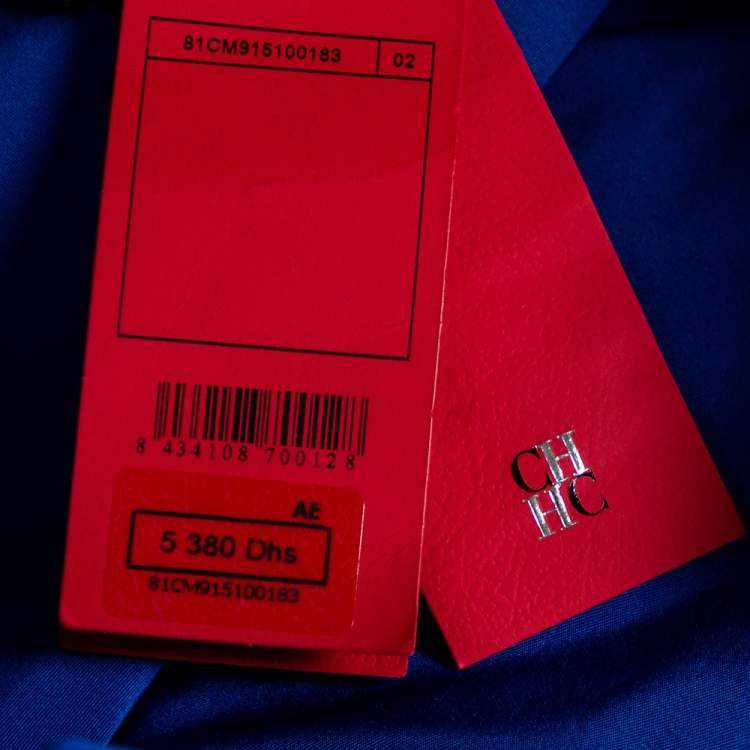 Pre Owned Carolina Herrera Royal Blue Taffeta Pocketed Flared Shirt Dress S