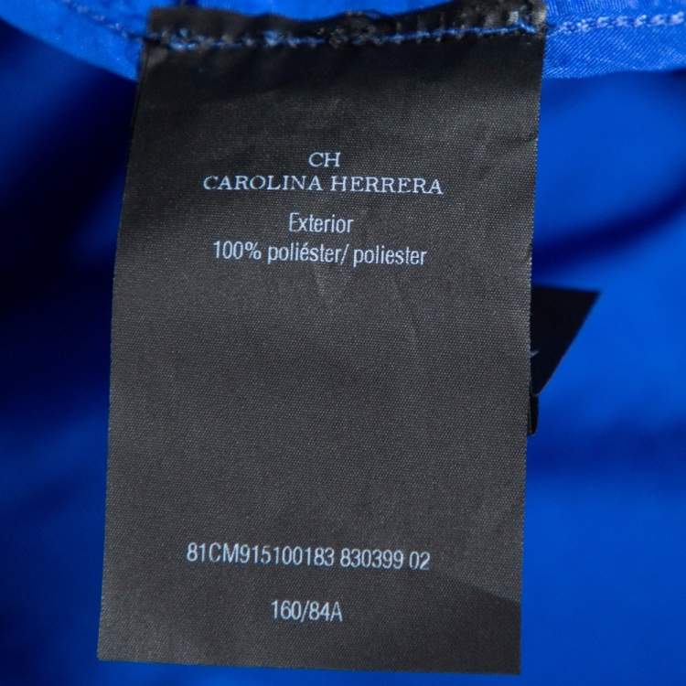 Pre Owned Carolina Herrera Royal Blue Taffeta Pocketed Flared Shirt Dress S