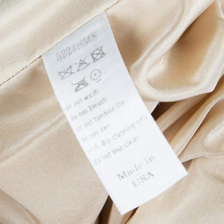 Pre Owned Carolina Herrera Beige Ombre Raw Silk Embellished Strapless Dress M