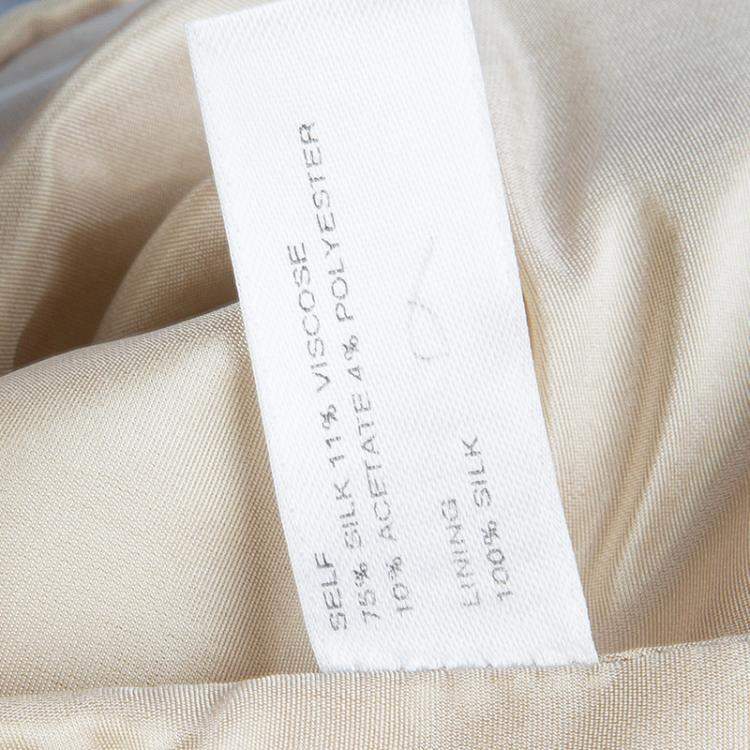 Pre Owned Carolina Herrera Beige Ombre Raw Silk Embellished Strapless Dress M