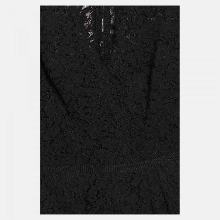 Pre Owned Carolina Herrera Black Floral Lace MIni Dress S/M (US 8)