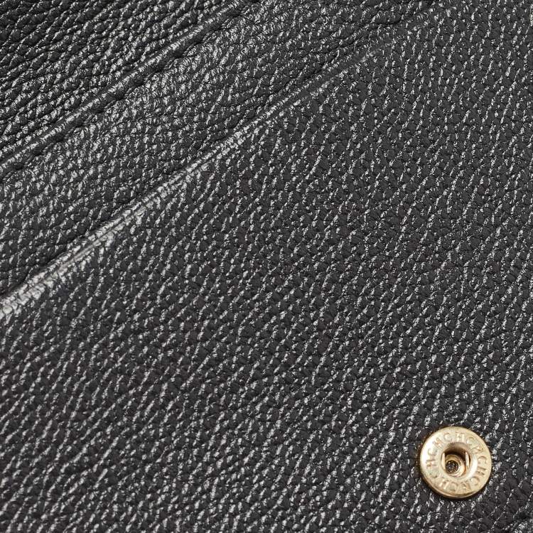 Pre Owned Carolina Herrera Monogram Embossed Leather Chain Card Case 