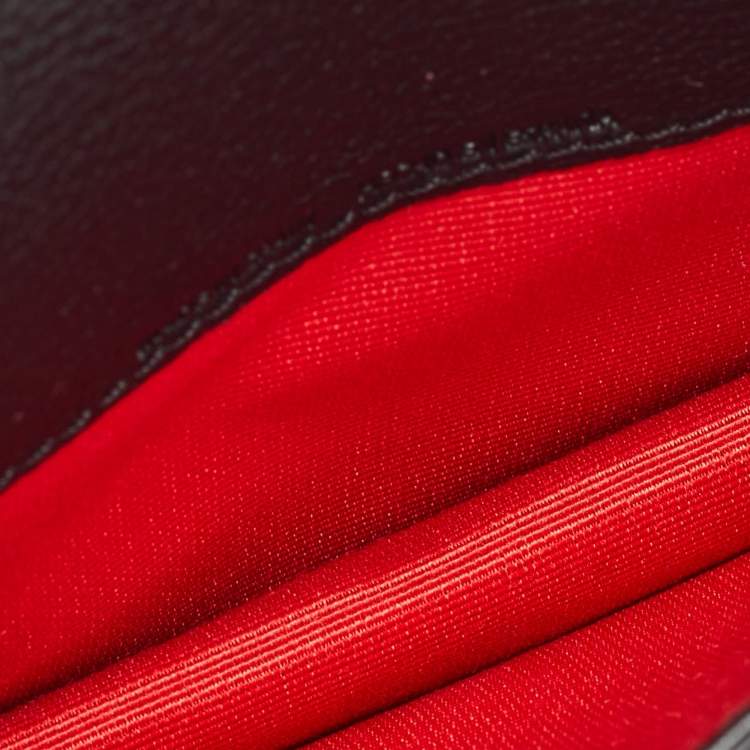 Pre Owned Carolina Herrera Monogram Embossed Leather Chain Card Case 