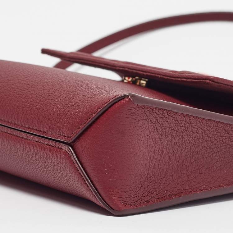 Pre Owned Carolina Herrera Burgundy Leather Tiny Doma Insignia Top Handle Bag