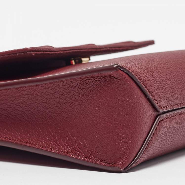 Pre Owned Carolina Herrera Burgundy Leather Tiny Doma Insignia Top Handle Bag