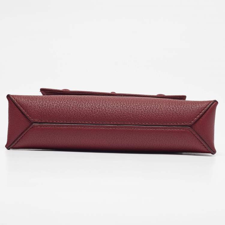 Pre Owned Carolina Herrera Burgundy Leather Tiny Doma Insignia Top Handle Bag