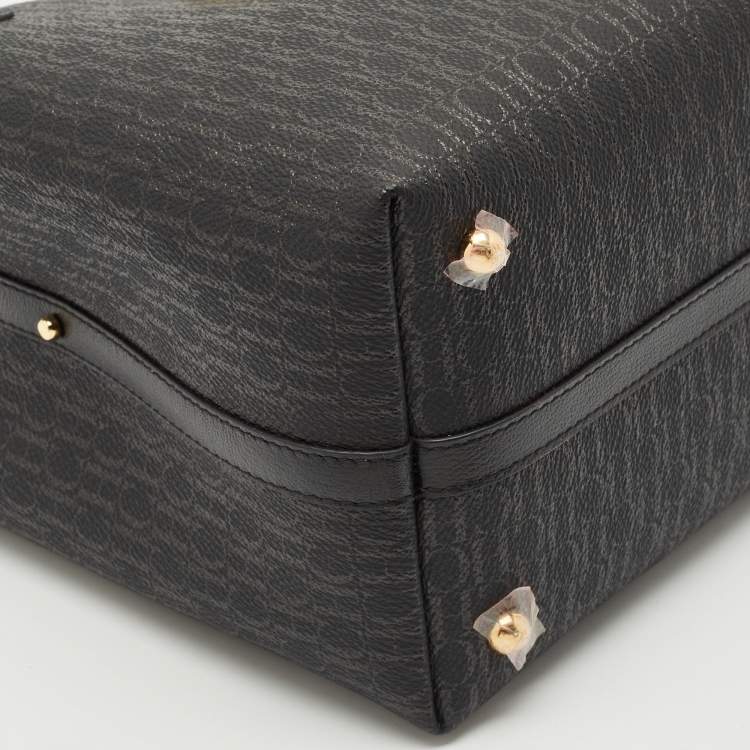 Pre Owned Carolina Herrera Black Monogram Coated Canvas and Leather Small Matryoshka Locked Tote