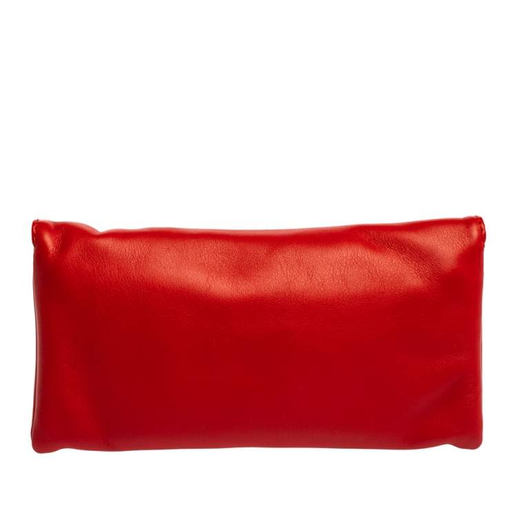 Pre Owned Carolina Herrera Red Leather Envelope Clutch