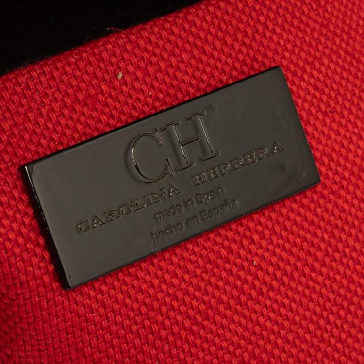 Pre Owned Carolina Herrera Black Tweed CH Flap Shoulder Bag